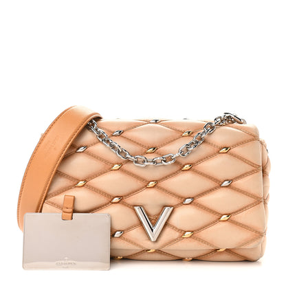 Louis Vuitton Lambskin Studded Malletage GO-14 PM Tan 1 of 14
