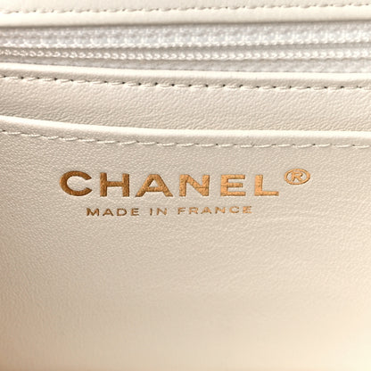 Chanel Lambskin Quilted Mini Rectangular Flap White Black 6 of 10