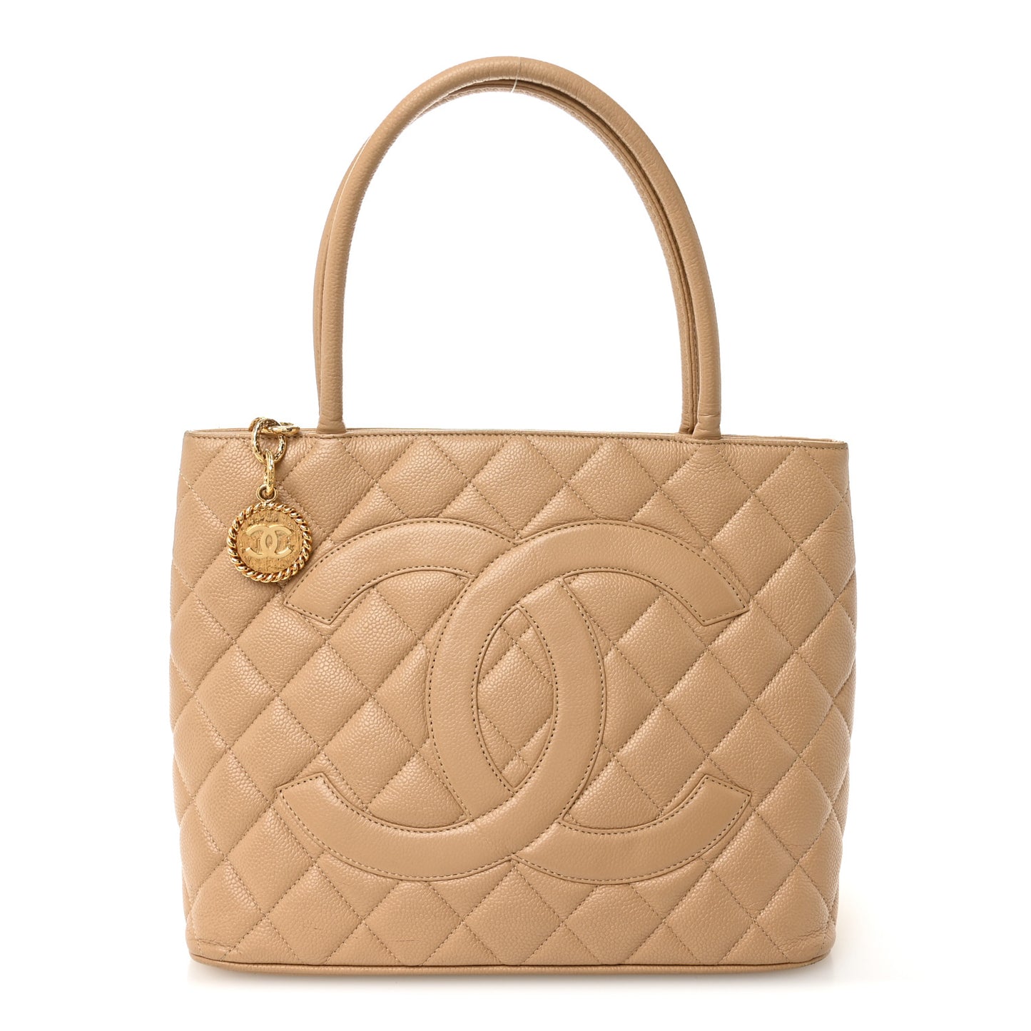 Caviar Quilted Medallion Tote Beige