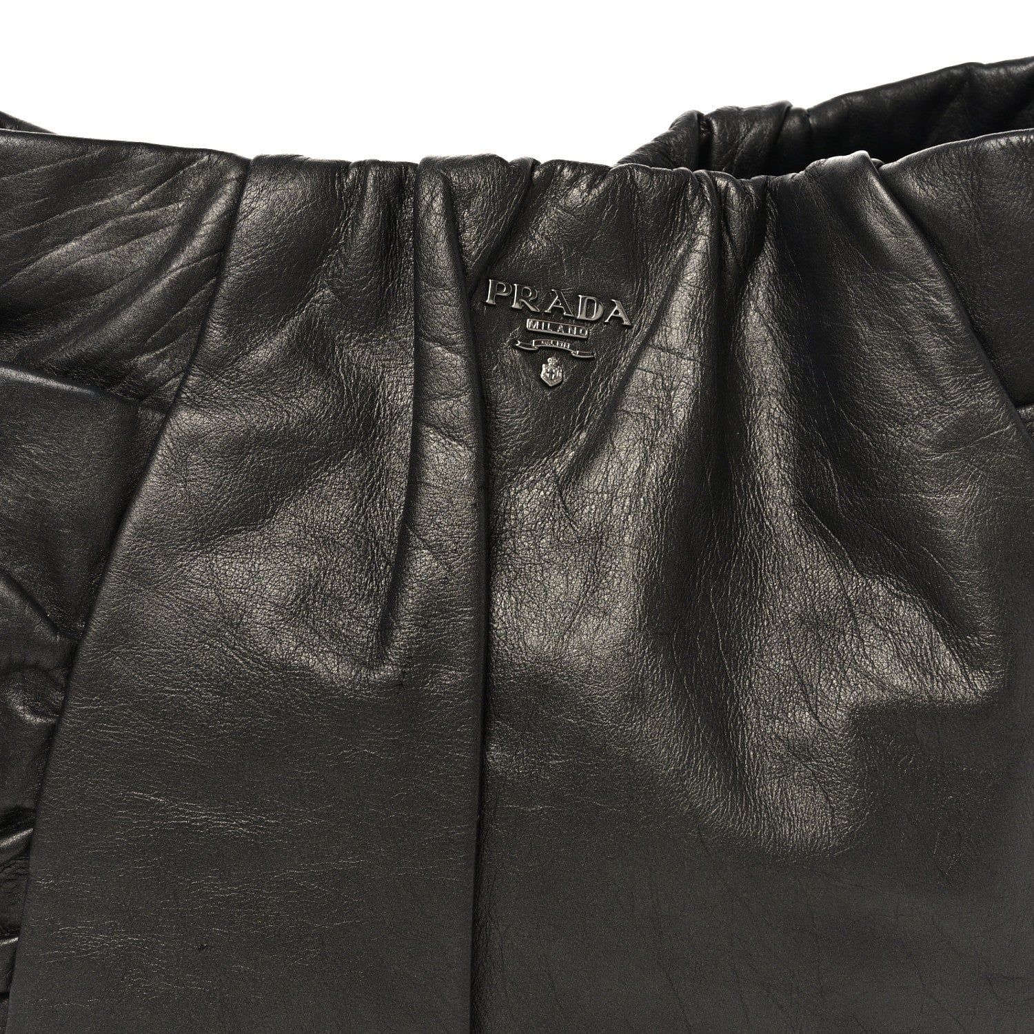 Prada Royal Calf Pleated Hobo Grafite Mordore 7 of 9