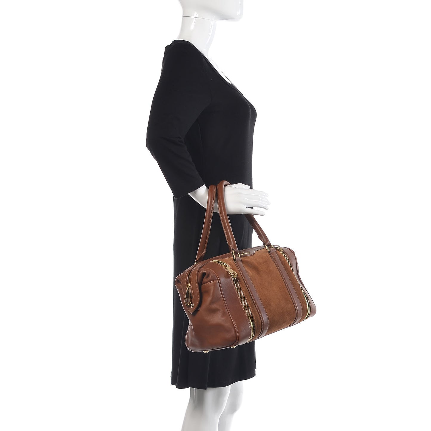 Suede Tasha Bowling Tote Brown