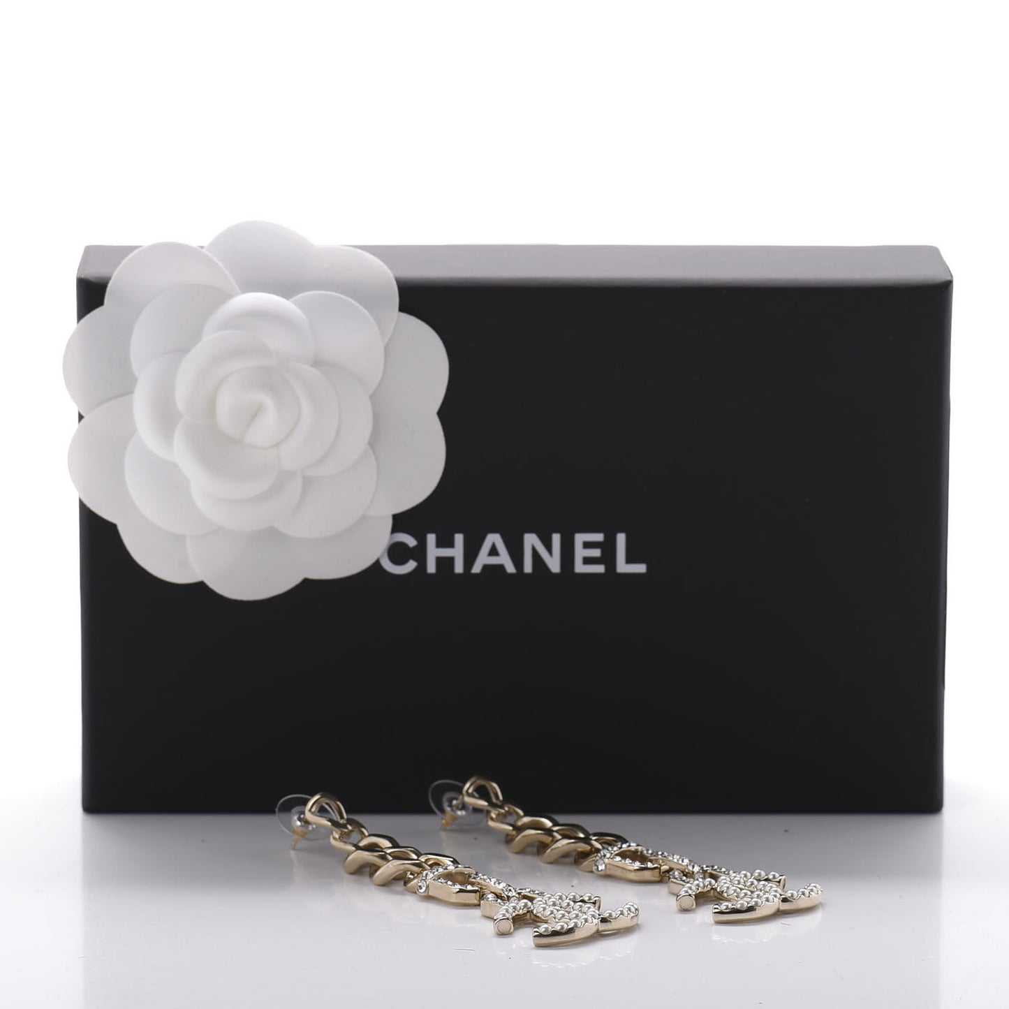 Metal Crystal CC Vendome CC Dangle Earrings Gold