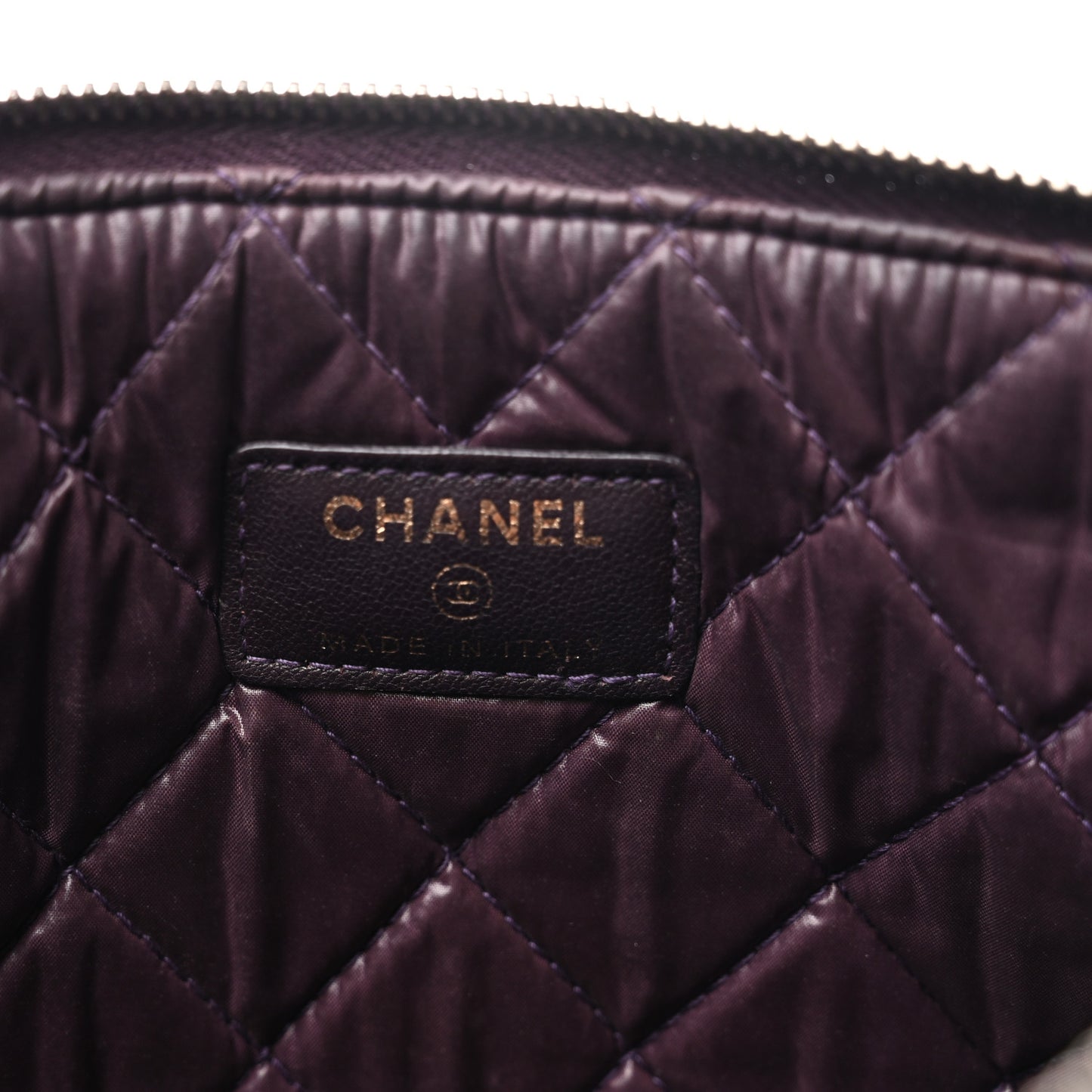 Lambskin Quilted Medium Boy Cosmetic Case Purple