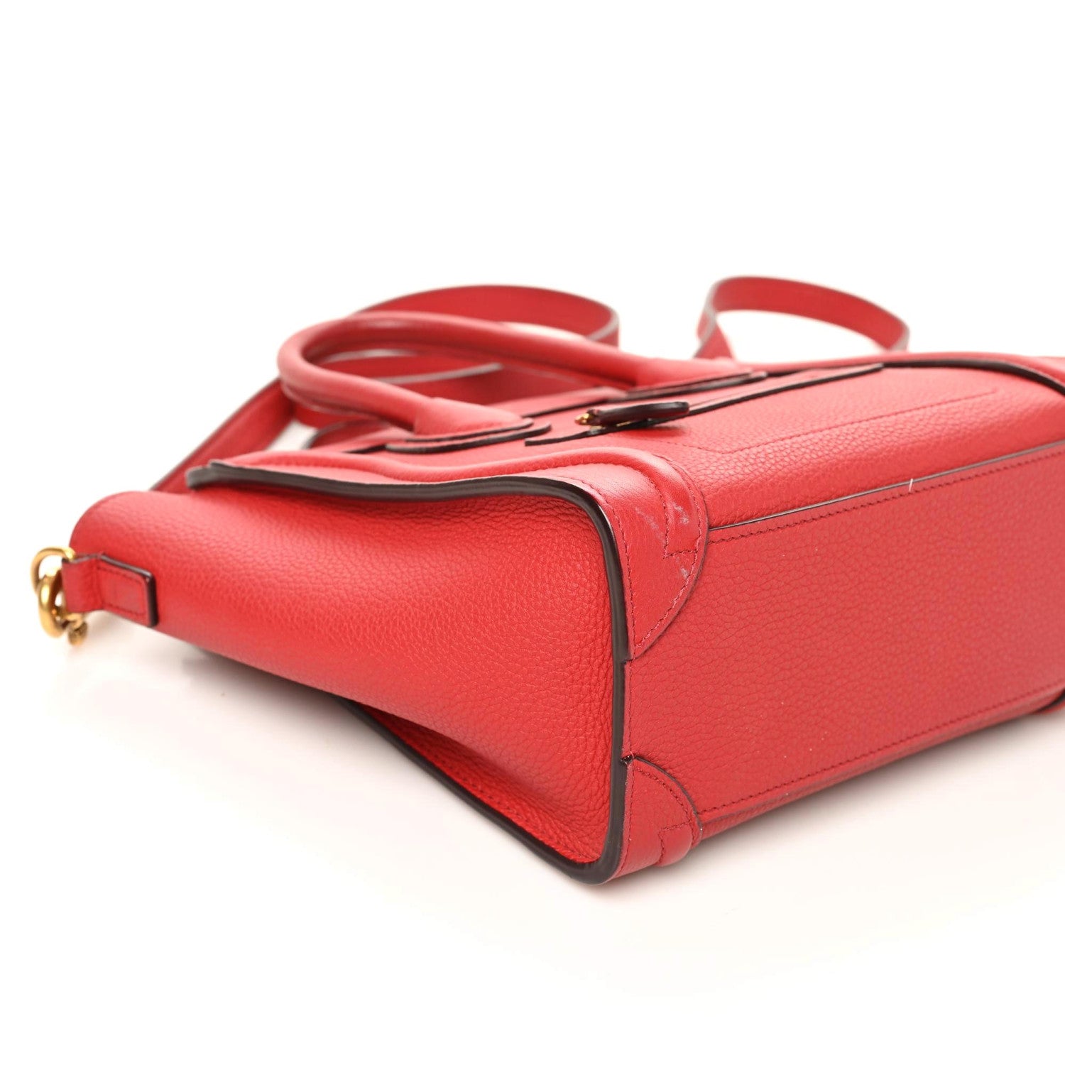 Celine Drummed Calfskin Nano Luggage Red 5 of 9