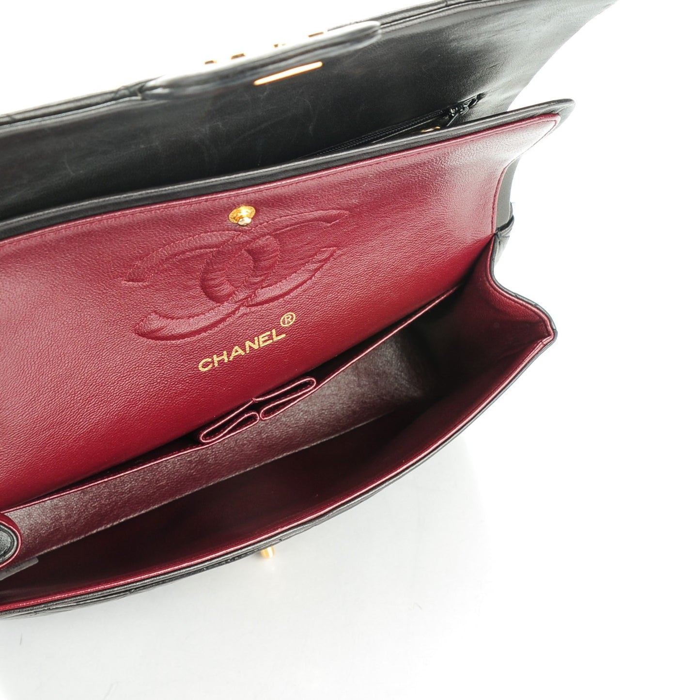 Lambskin Quilted Medium Double Flap Black