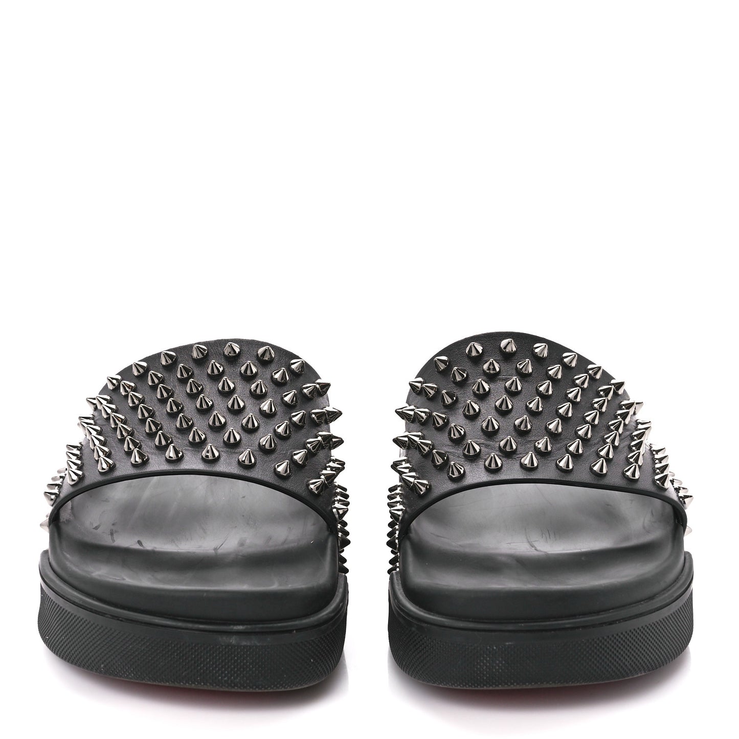 Calfskin Studded Pool Fun Platform Flat Slide Sandals 40 Black