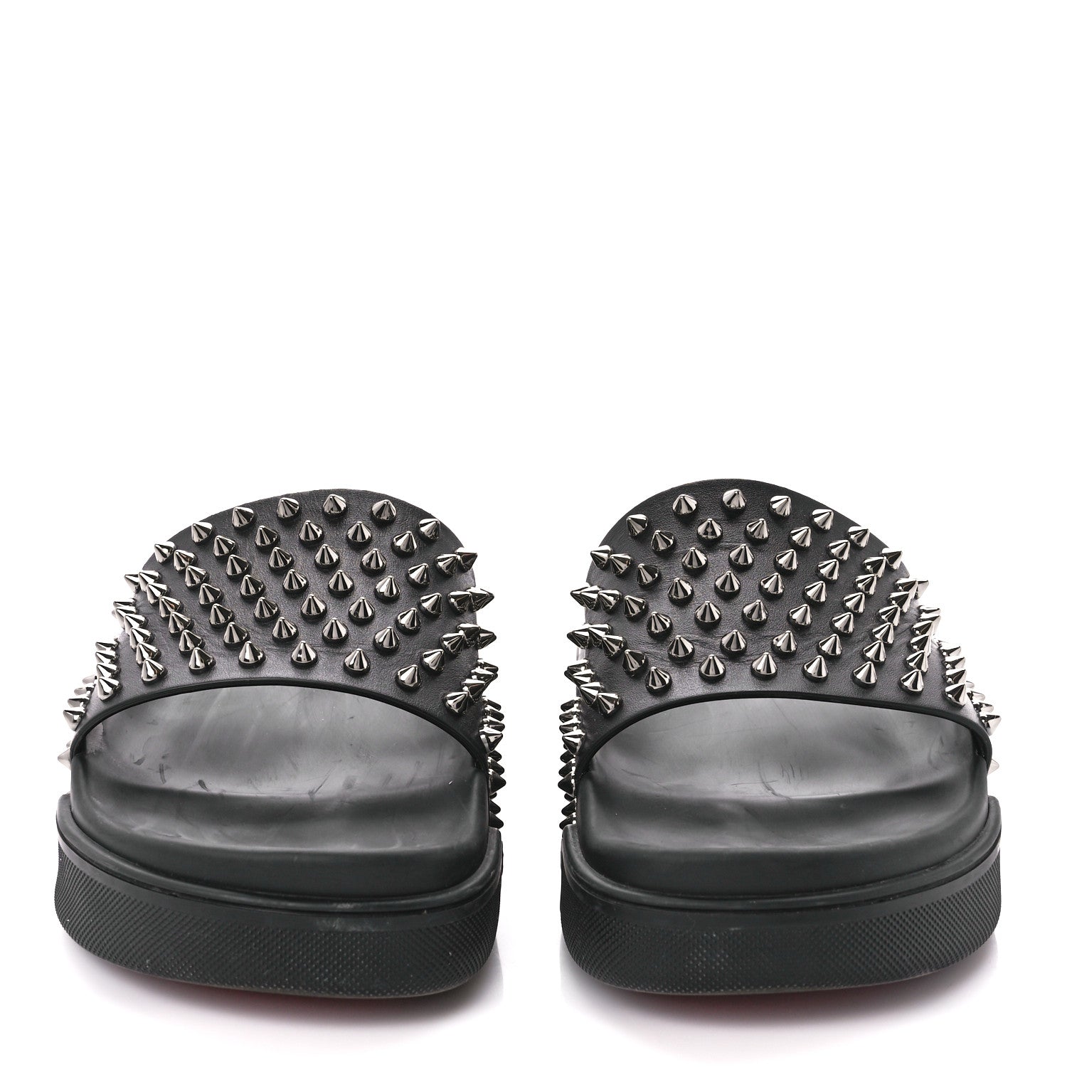 Christian Louboutin Calfskin Studded Pool Fun Platform Flat Slide Sandals 40 Black 2 of 9