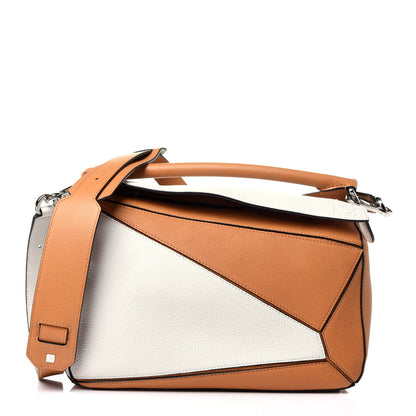Loewe Calfskin Medium Puzzle Bag Tan Soft White 1 of 13