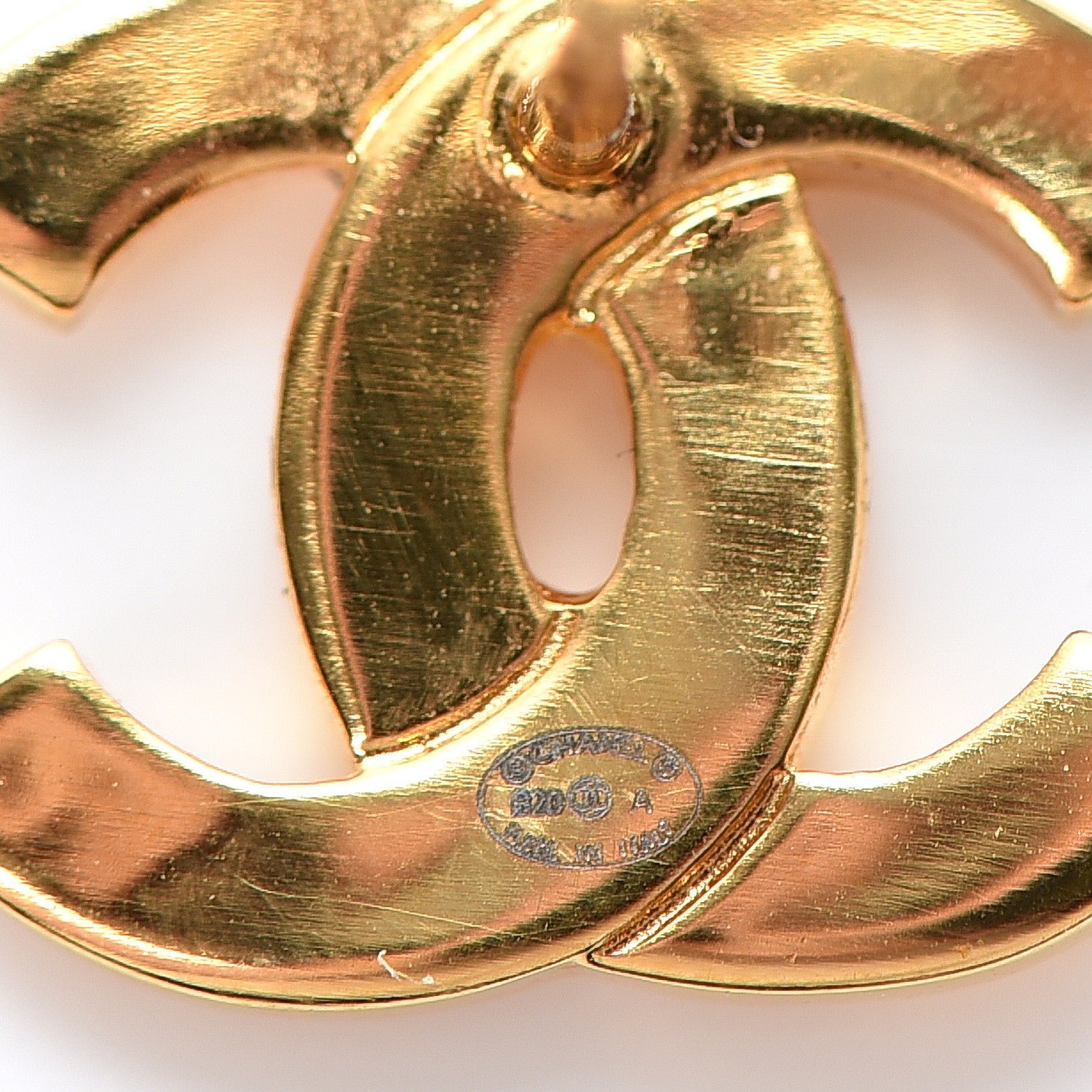 Chanel Metal CC Paris Button Stud Earrings Gold 4 of 5