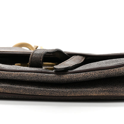 Christian Dior Distressed Calfskin Saddle Bag Brown 8 of 10