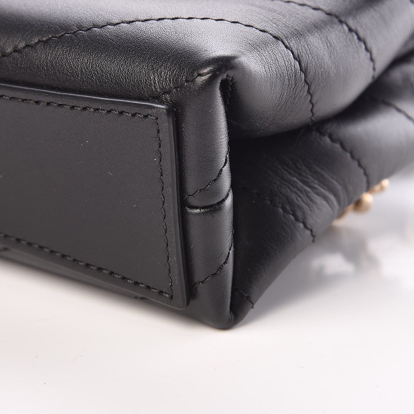 Calfskin Chevron Stitched Coco Waist Bag Black
