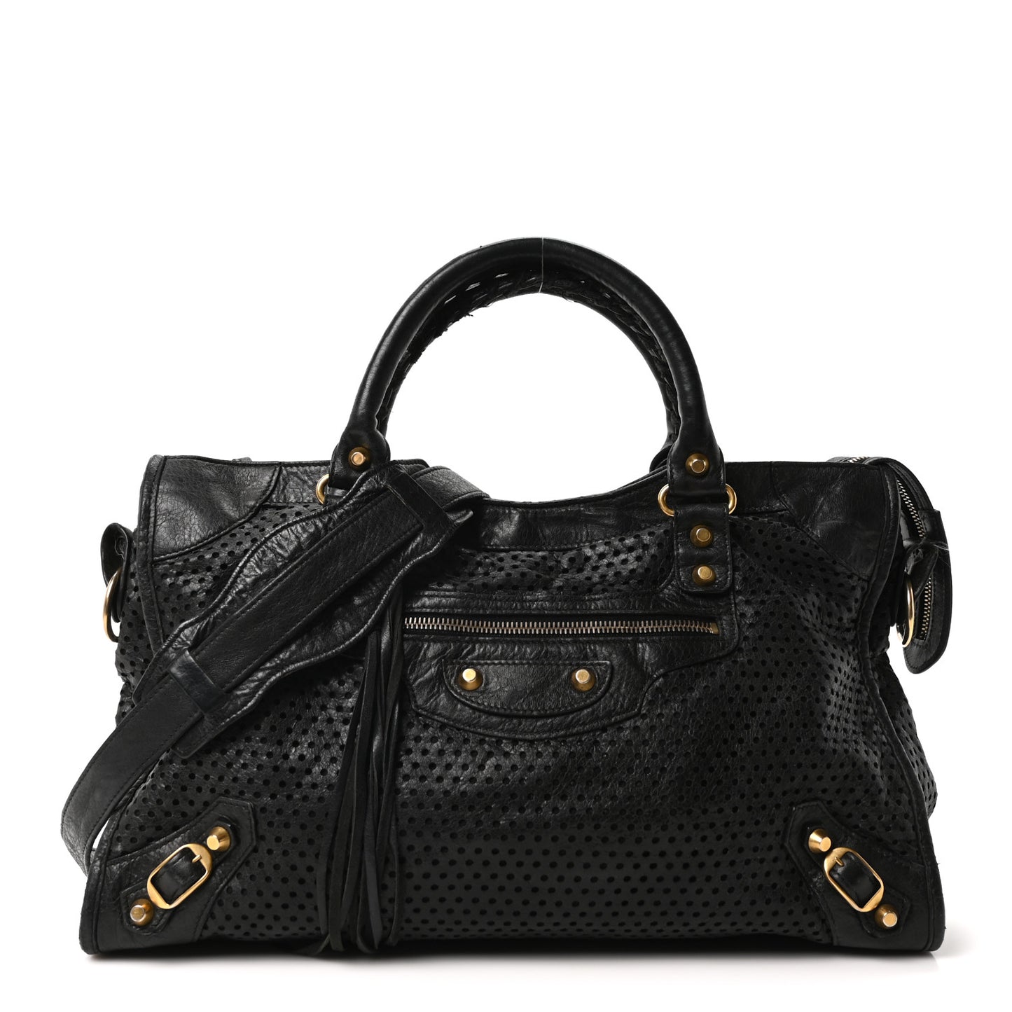 Agneau Laser Cut Cross Classic Gold Hardware City Black