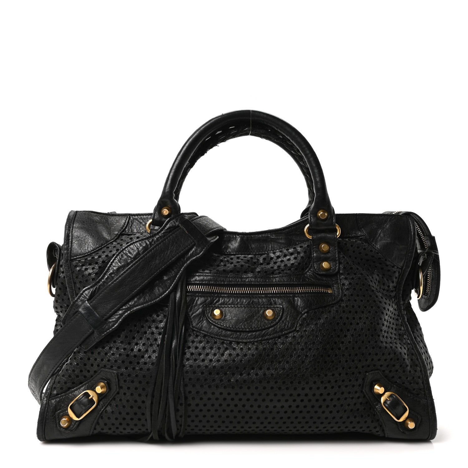 Balenciaga Agneau Laser Cut Cross Classic Gold Hardware City Black 1 of 12