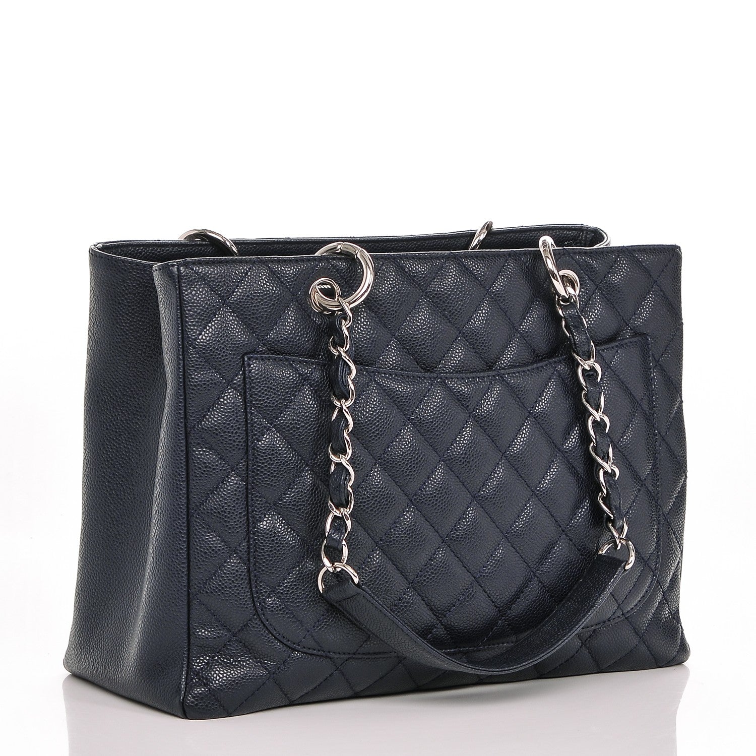 Chanel Caviar Quilted Grand Shopping Tote GST Dark Navy Blue 3 of 7