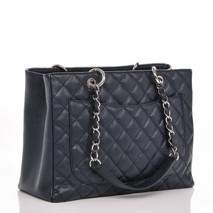 Chanel Caviar Quilted Grand Shopping Tote GST Dark Navy Blue 3 of 7