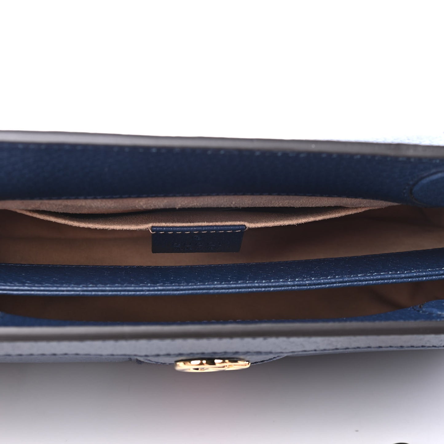 Textured Calfskin Web Small Ophidia Chain Shoulder Bag Blue Agata