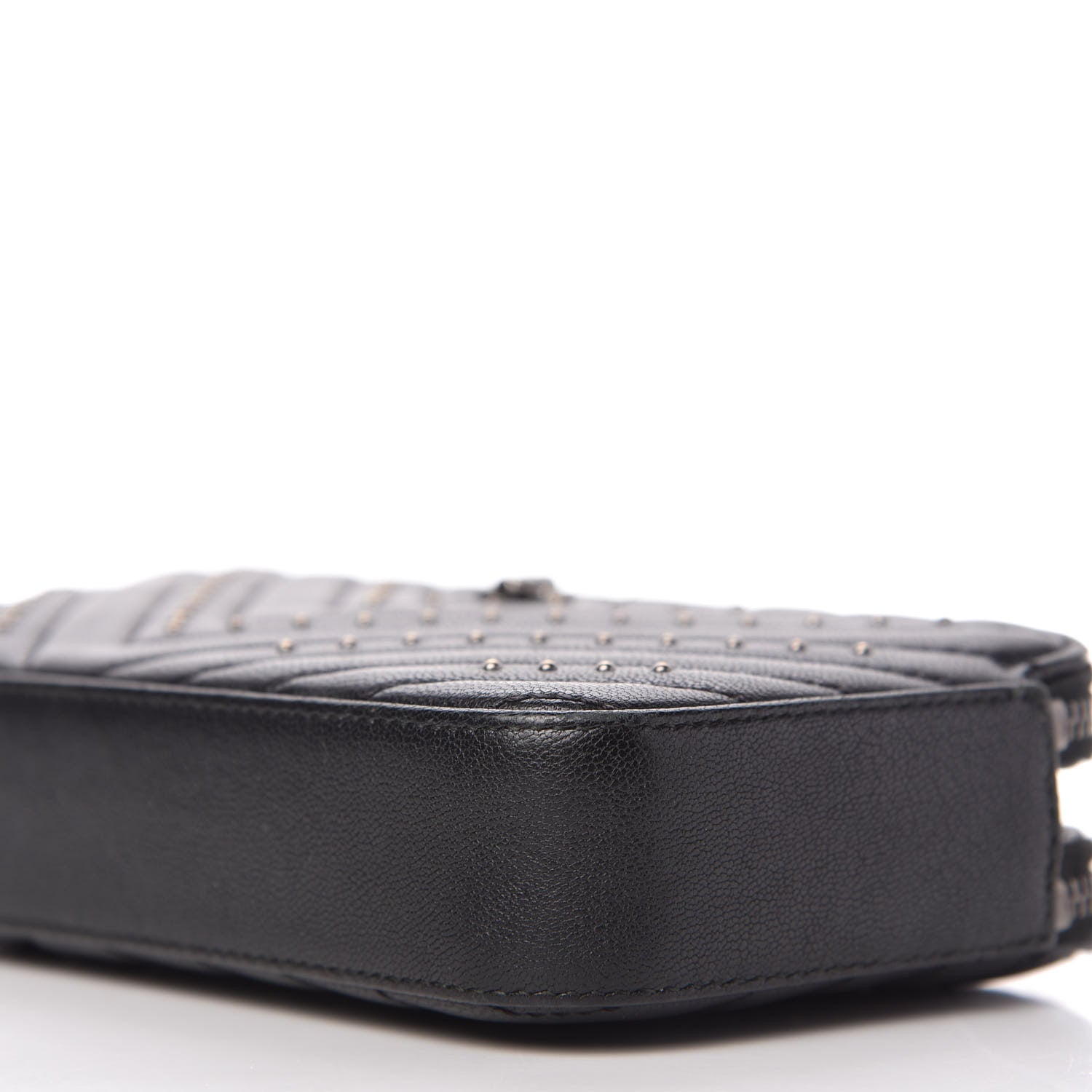 Chanel Sheepskin Chevron Quilted Studded Reissue Small Clutch With Chain Black 7 of 11
