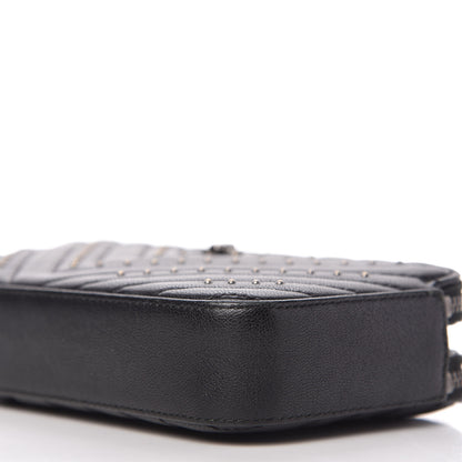 Chanel Sheepskin Chevron Quilted Studded Reissue Small Clutch With Chain Black 7 of 11