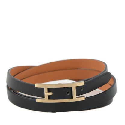 Hermes Chamonix Hapi 3 MM Triple Tour Wrap Bracelet Black 1 of 7