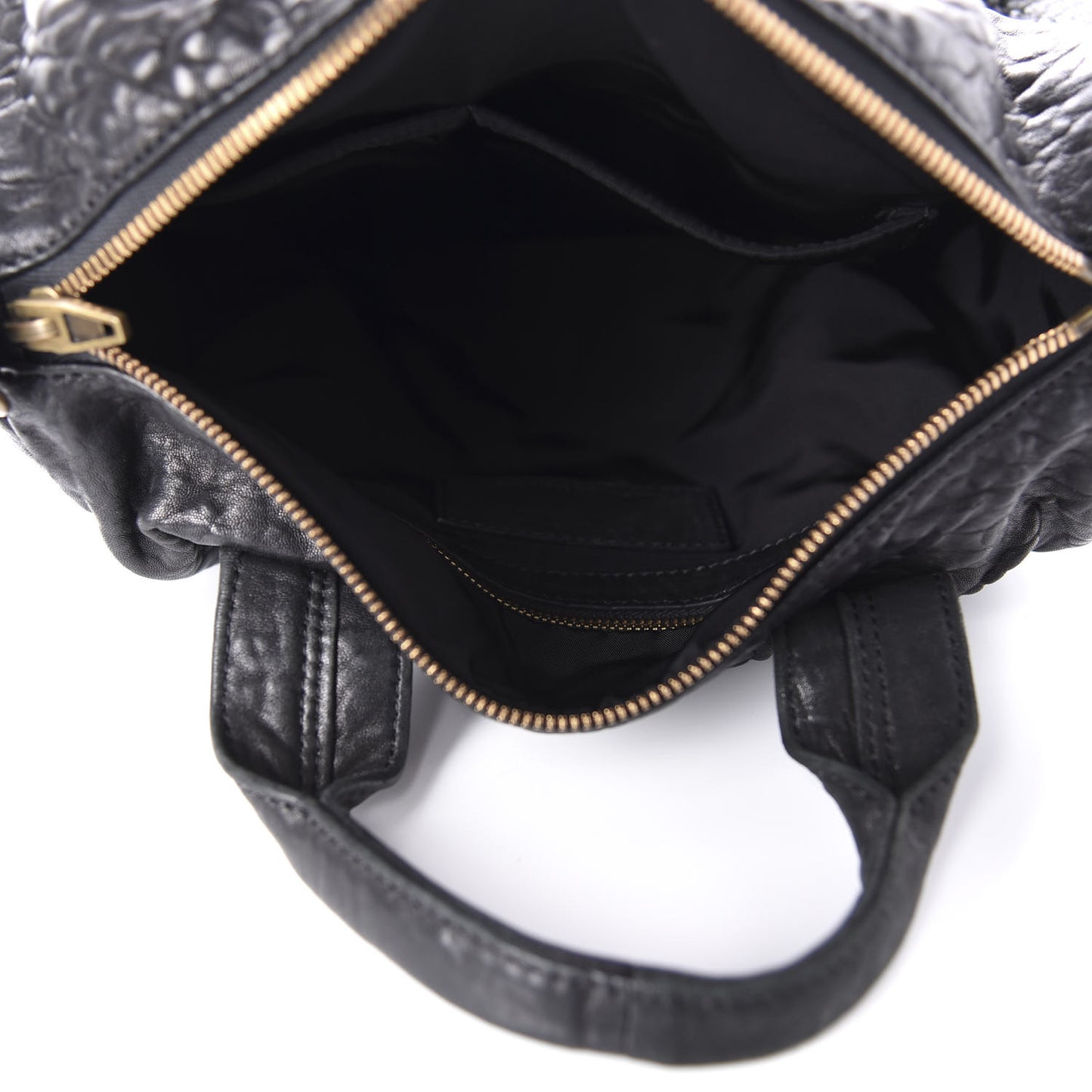 Pebbled Lambskin Rocco Black Antique Brass Hardware