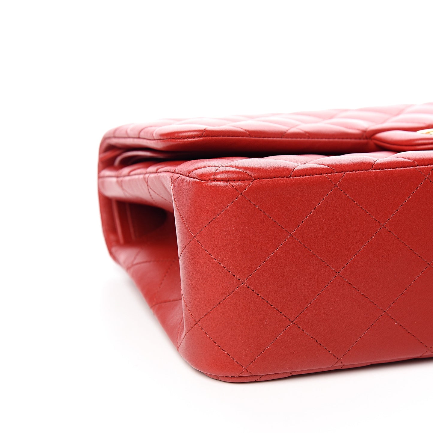 Lambskin Quilted Jumbo Double Flap Red