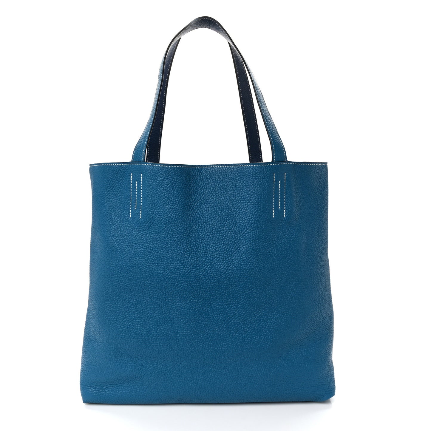 Taurillon Clemence Double Sens 36 Reversible Tote Deep Bleu Vert Bosphere