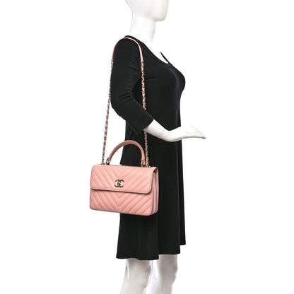 Chanel Lambskin Chevron Quilted Small Trendy CC Dual Handle Flap Bag Light Pink 2 of 9