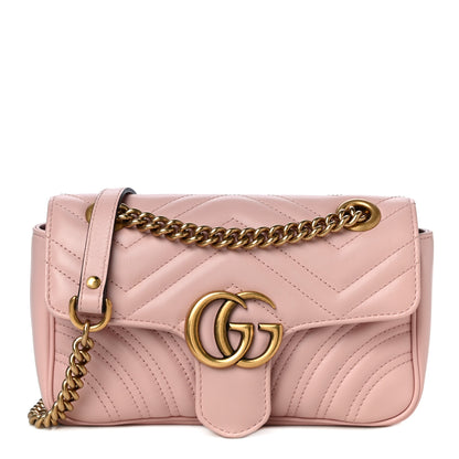 Gucci Calfskin Matelasse Mini GG Marmont Shoulder Bag Perfect Pink 1 of 13