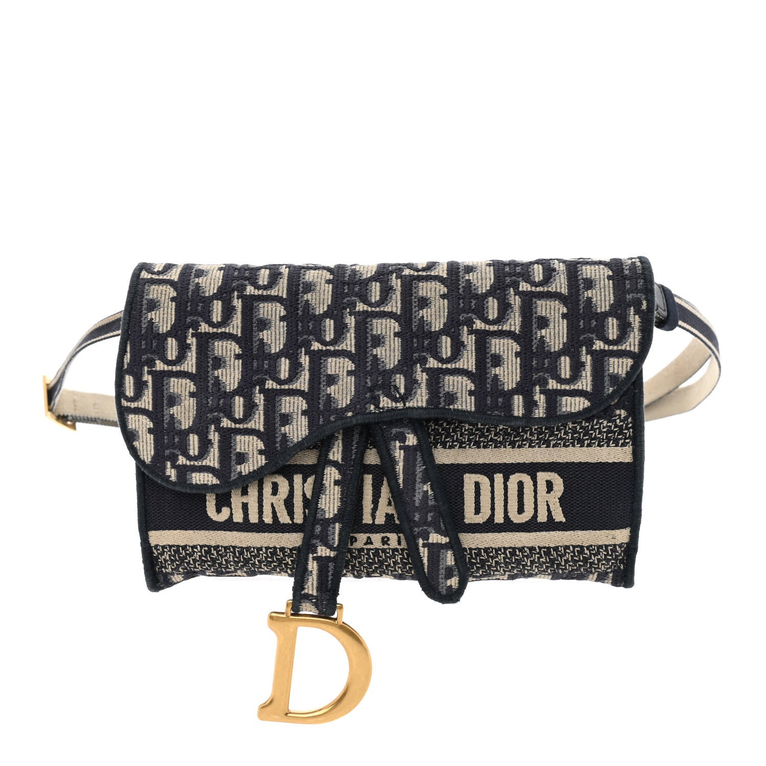 Christian Dior Oblique Slim Saddle Pouch Blue 1 of 12