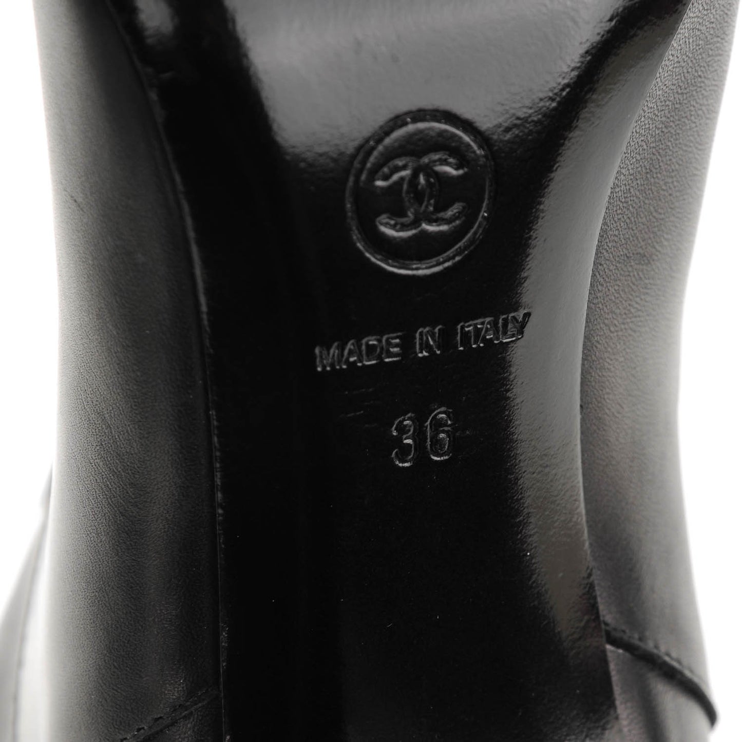 Calfskin Patent CC Cap Toe Short Boots 36 Black