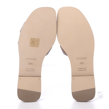 Hermes Box Calfskin Oran Sandals 36.5 Gold 5 of 11