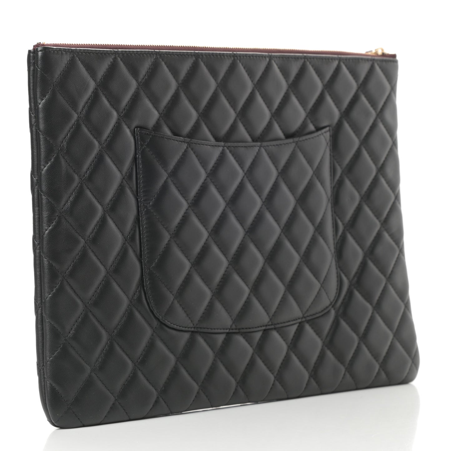 Lambskin Quilted Large Cosmetic Case Black
