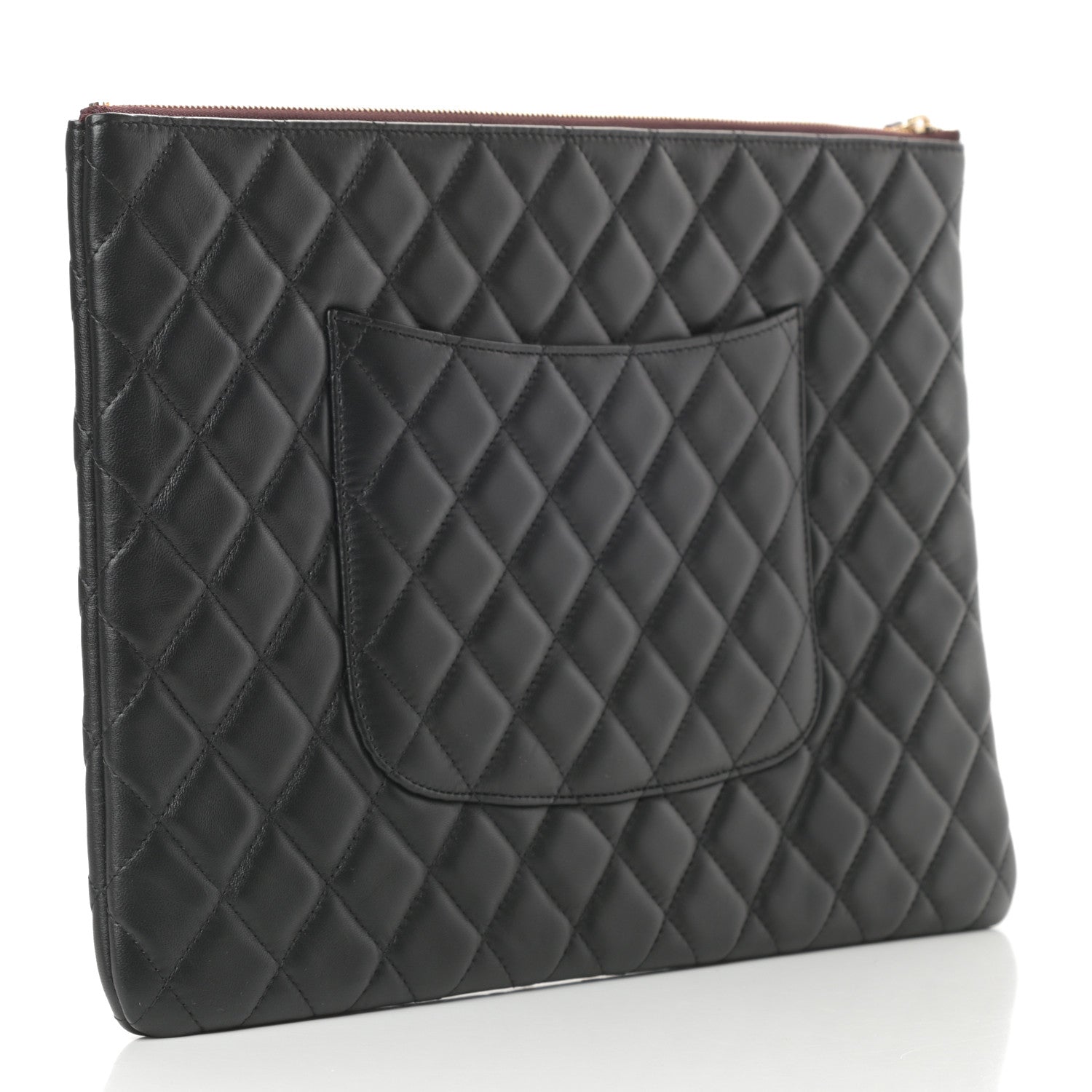 Chanel Lambskin Quilted Large Cosmetic Case Black 3 of 8