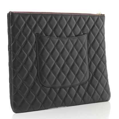 Chanel Lambskin Quilted Large Cosmetic Case Black 3 of 8