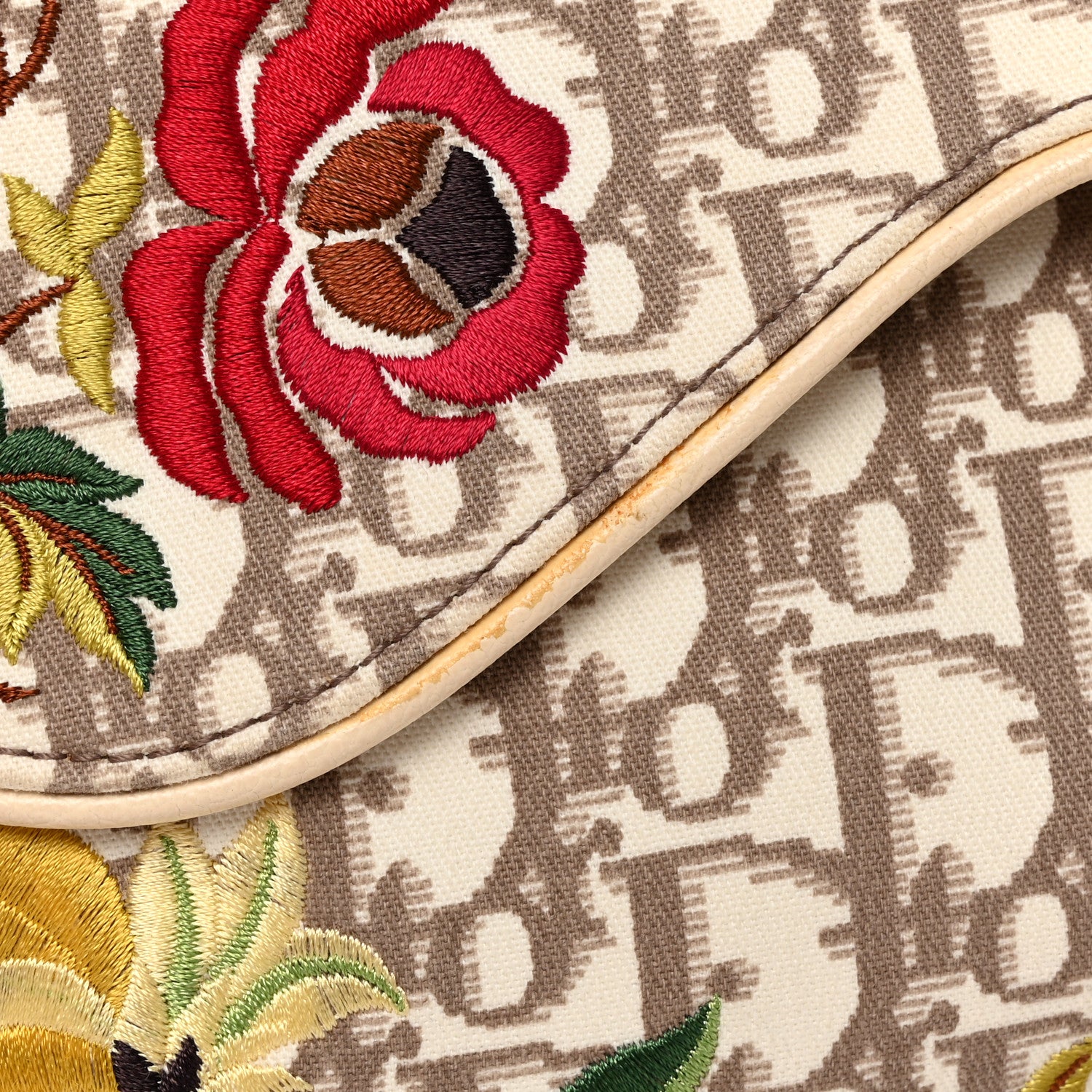 Christian Dior Monogram Vintage Flowers Saddle Bag Beige 22 of 24