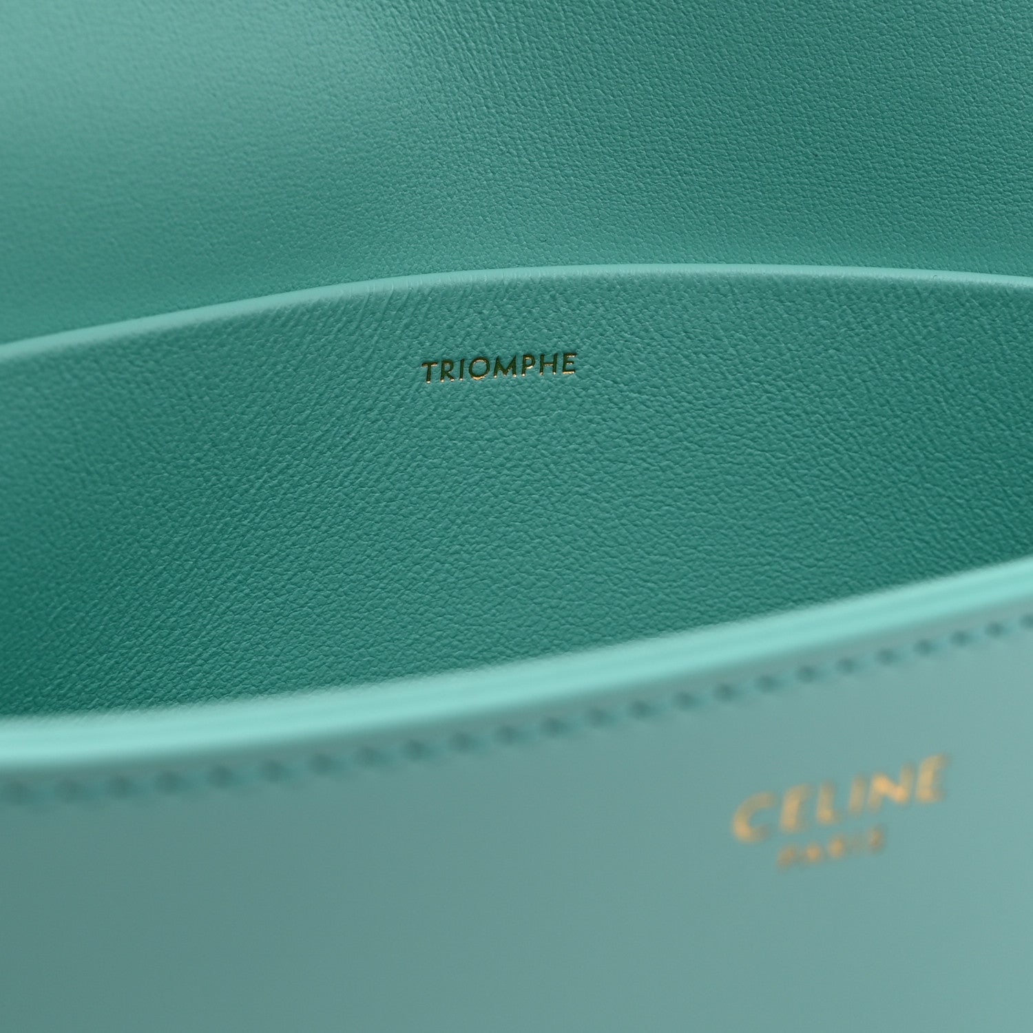 Celine Shiny Calfskin Triomphe Shoulder Bag Turquoise 1773825