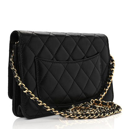 Chanel Lambskin Quilted Wallet On Chain WOC Black 3 of 11