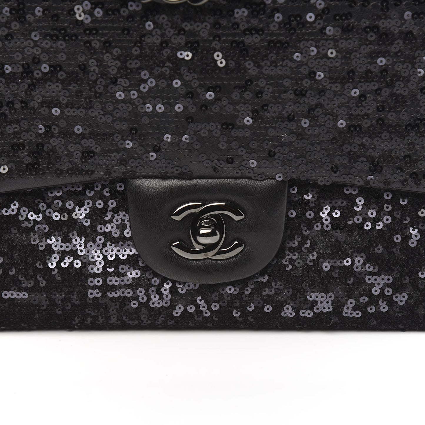 Sequin Lambskin Medium Moonlight on Water Flap Black