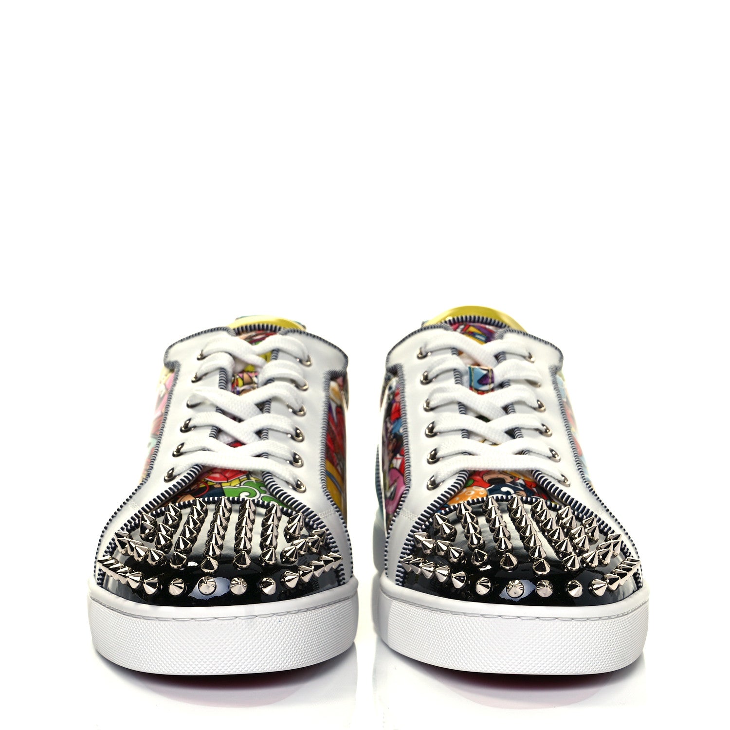 Christian Louboutin Calfskin Patent Mens Louis Junior Spikes Orlato Flat Sneakers 44 Version Multicolor 2 of 8