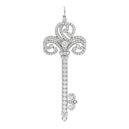 Tiffany Platinum Diamond Enchant Heart Key Pendant 1 of 5