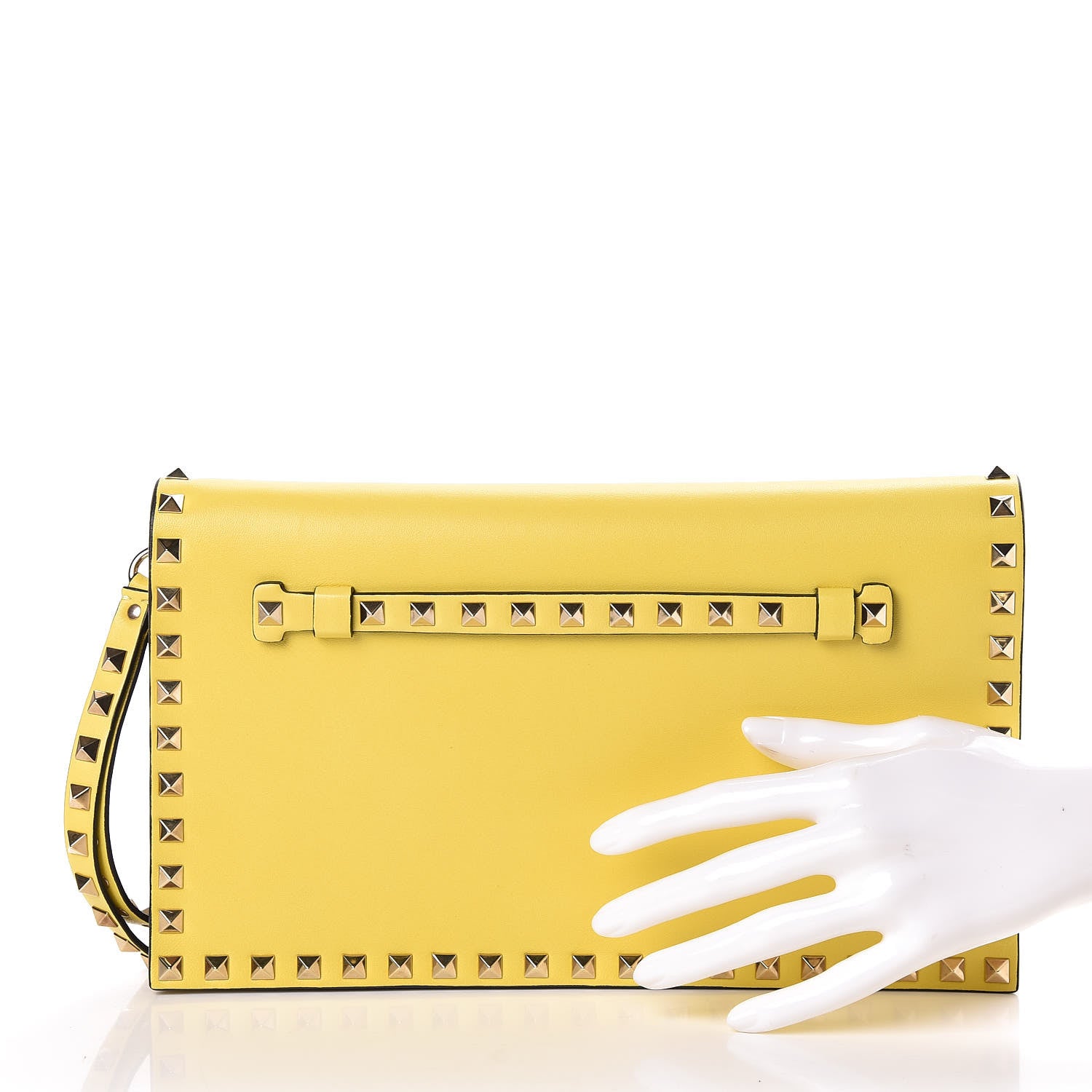 Valentino Garavani Nappa Rockstud Wristlet Clutch Naples Yellow 2 of 10
