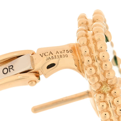 Van Cleef & Arpels 18K Yellow Gold Malachite Vintage Alhambra Earrings 4 of 5