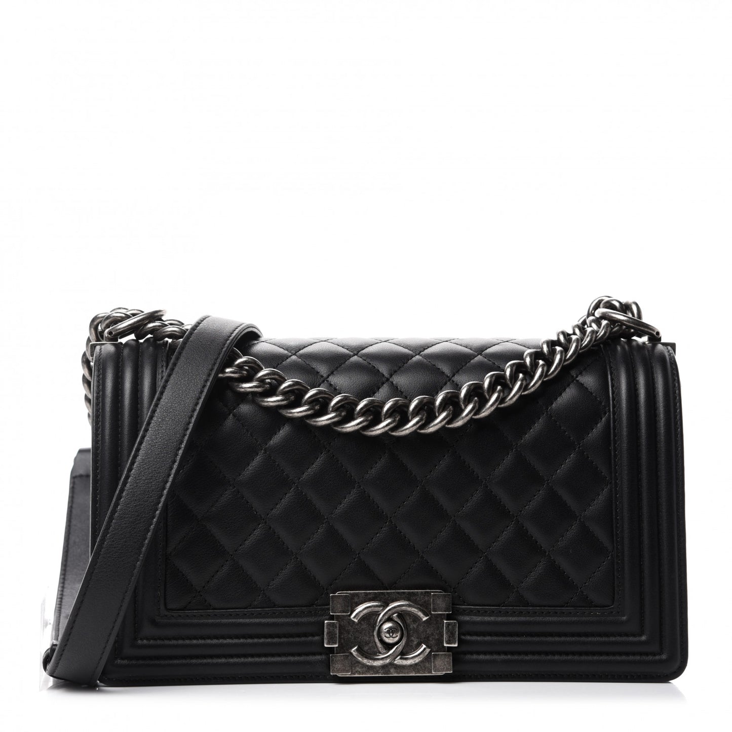 Calfskin Quilted Medium Boy Flap Black