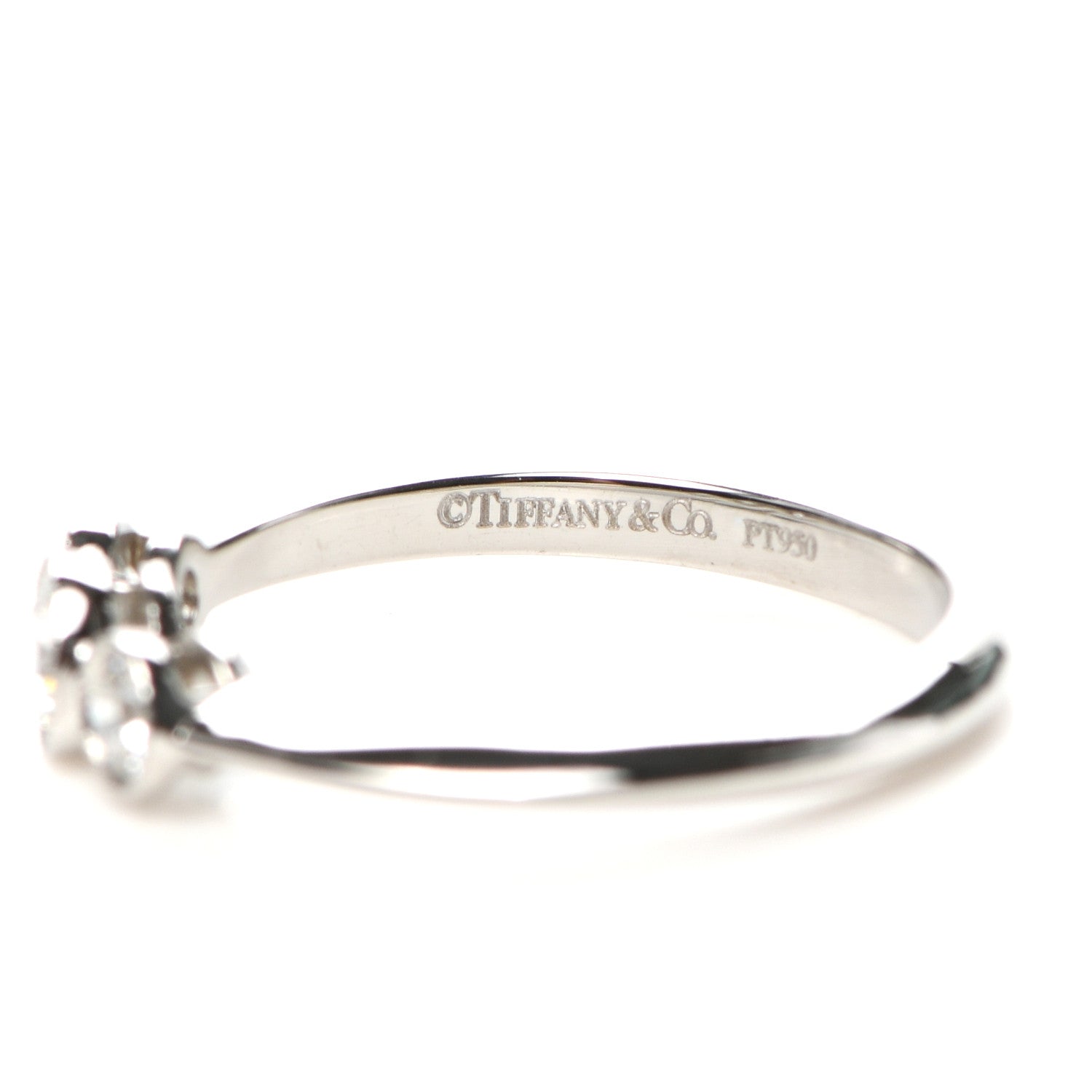 Tiffany Platinum Diamond Three Stone Milgrain Ring 49 4.75 4 of 5