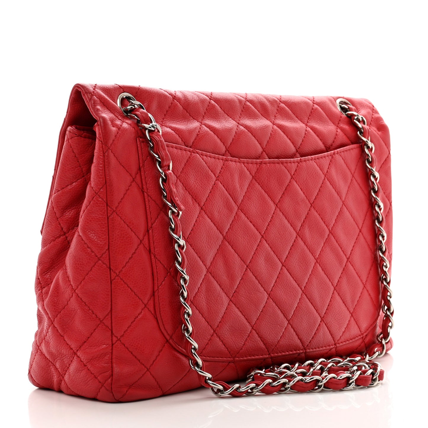 Soft Caviar Quilted Jumbo XL Single Flap Red