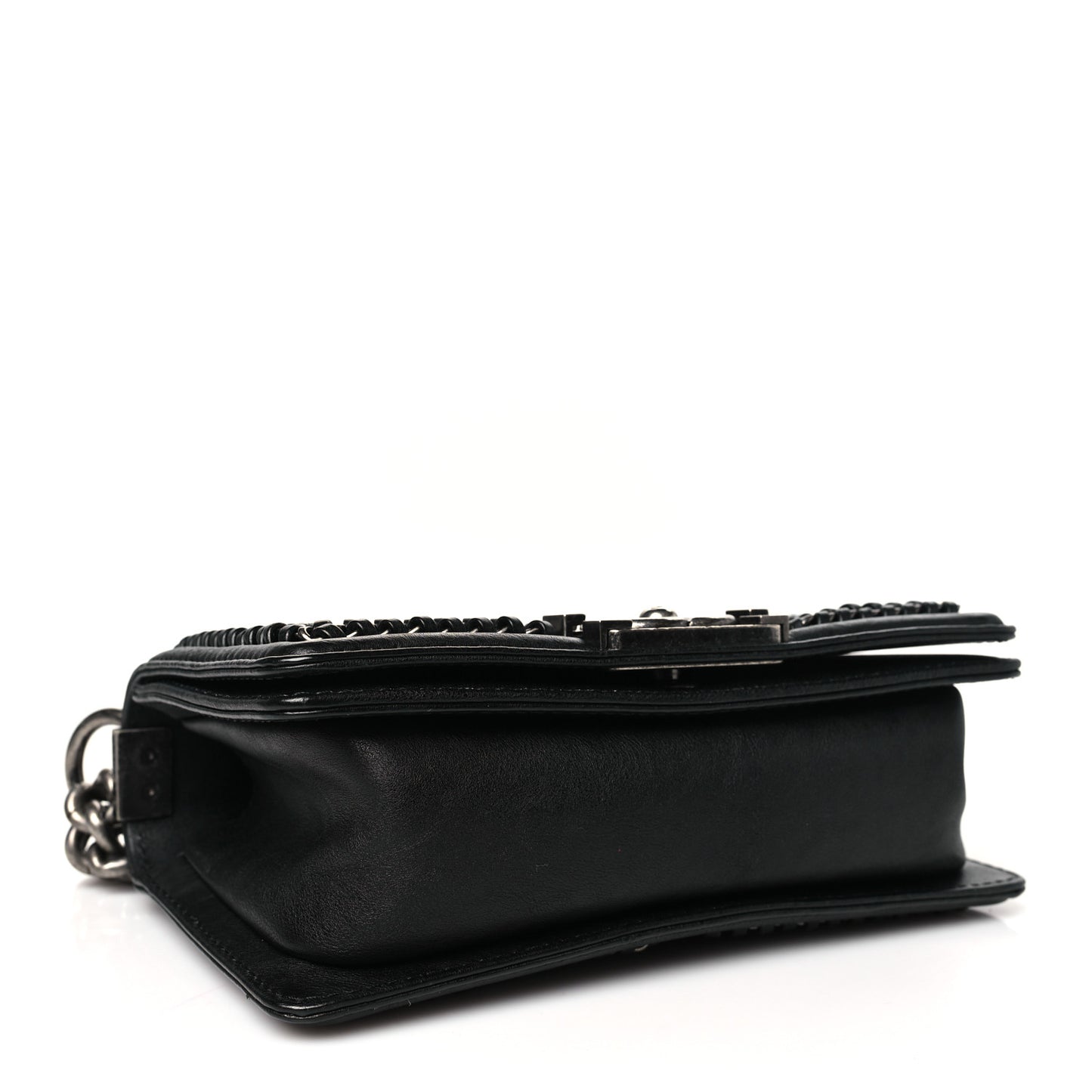 Calfskin Quilted Small Boy Top Handle Flap Black