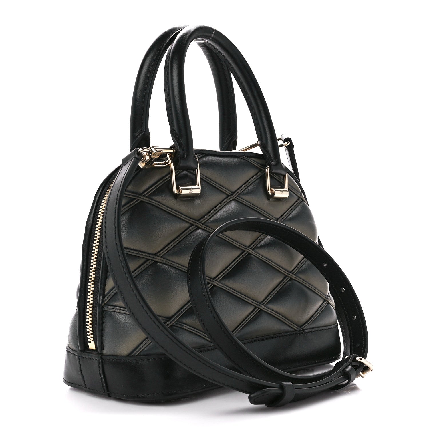 Louis Vuitton Lambskin Malletage Alma BB Black Beige 3 of 13