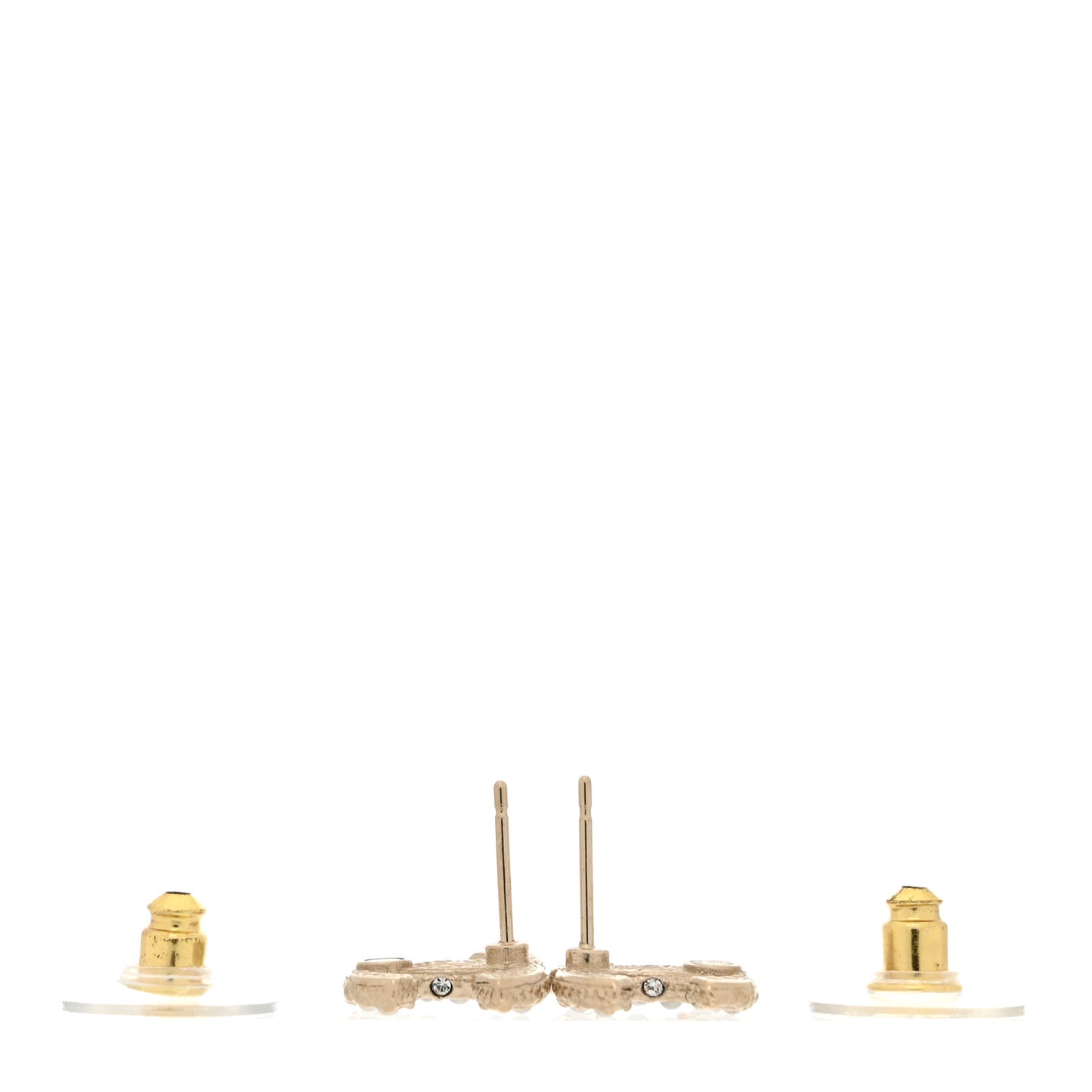 Pearl Crystal CC Earrings Light Gold