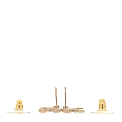 Chanel Pearl Crystal CC Earrings Light Gold 3 of 5