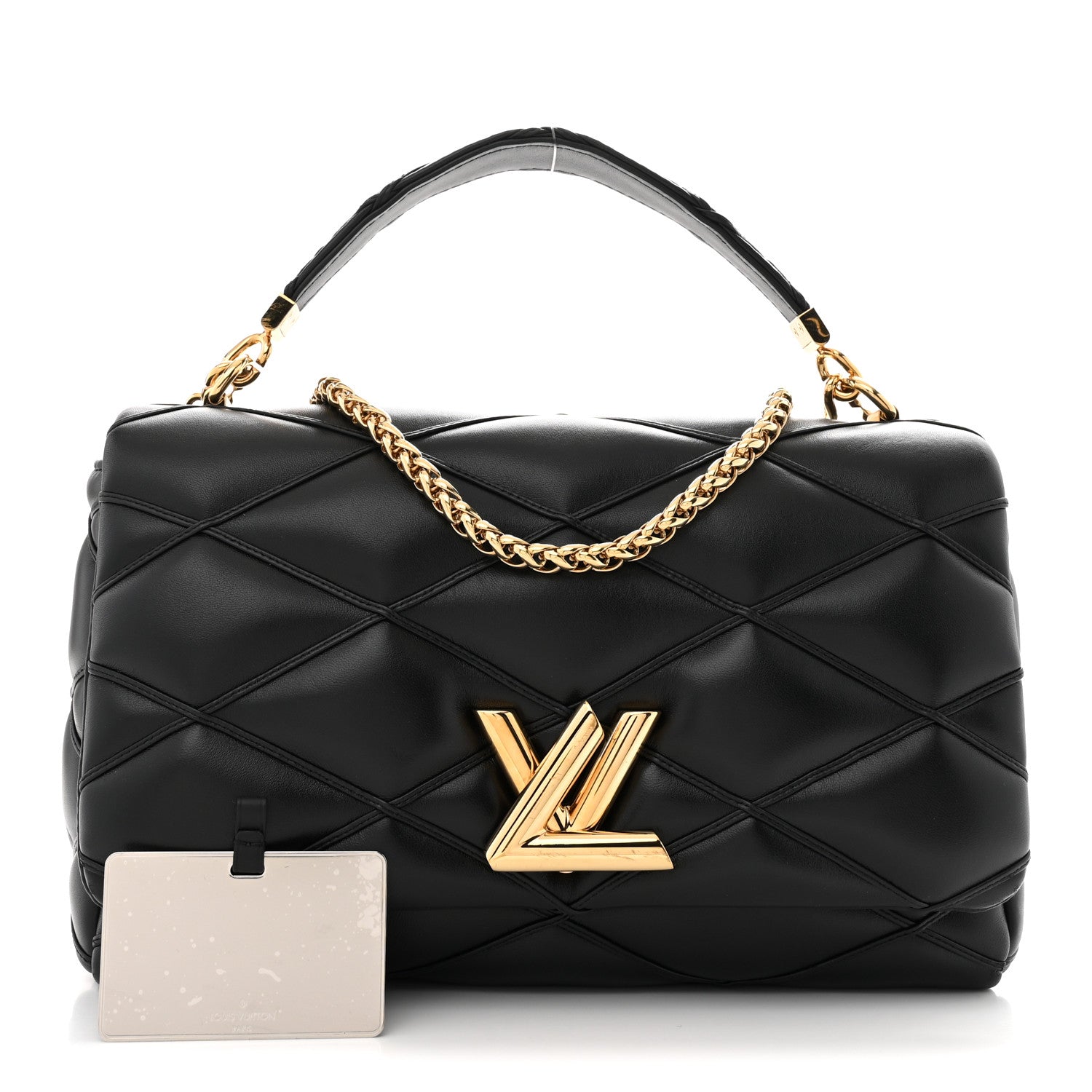 Louis Vuitton Lambskin Malletage Top Handle GO-14 GM Black 1887960